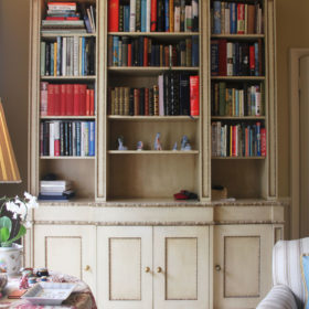 Bookcase specially drawn up and made